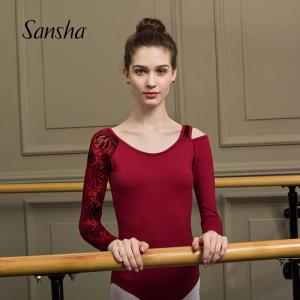 Sansha 法国三沙成人芭蕾舞练功服长袖舞蹈连体服 女蕾丝舞蹈服