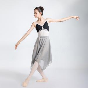 sansha三沙吊带撞色舞蹈服女 V领大背芭蕾舞练功服高胯连体服锦纶