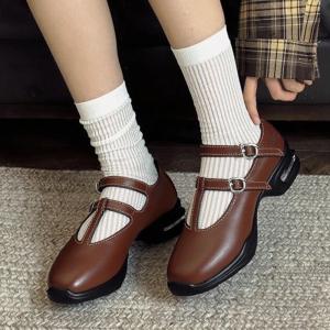 Sansha 三沙广场舞蹈鞋女 运动舞鞋牛皮现代舞玛丽珍单鞋芭蕾风鞋