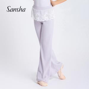 sansha 三沙儿童舞蹈裤 秋冬芭蕾舞热身练功裤叠蕾丝直筒运动裤